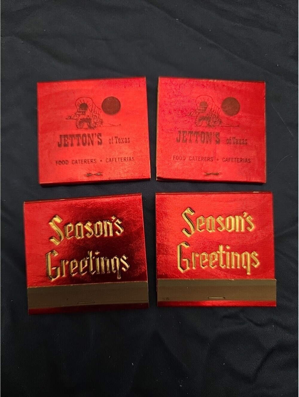 Vintage Rare 1950'S Jetton's Of Texas Full/Unstruck Red Foil MatchBook Holiday